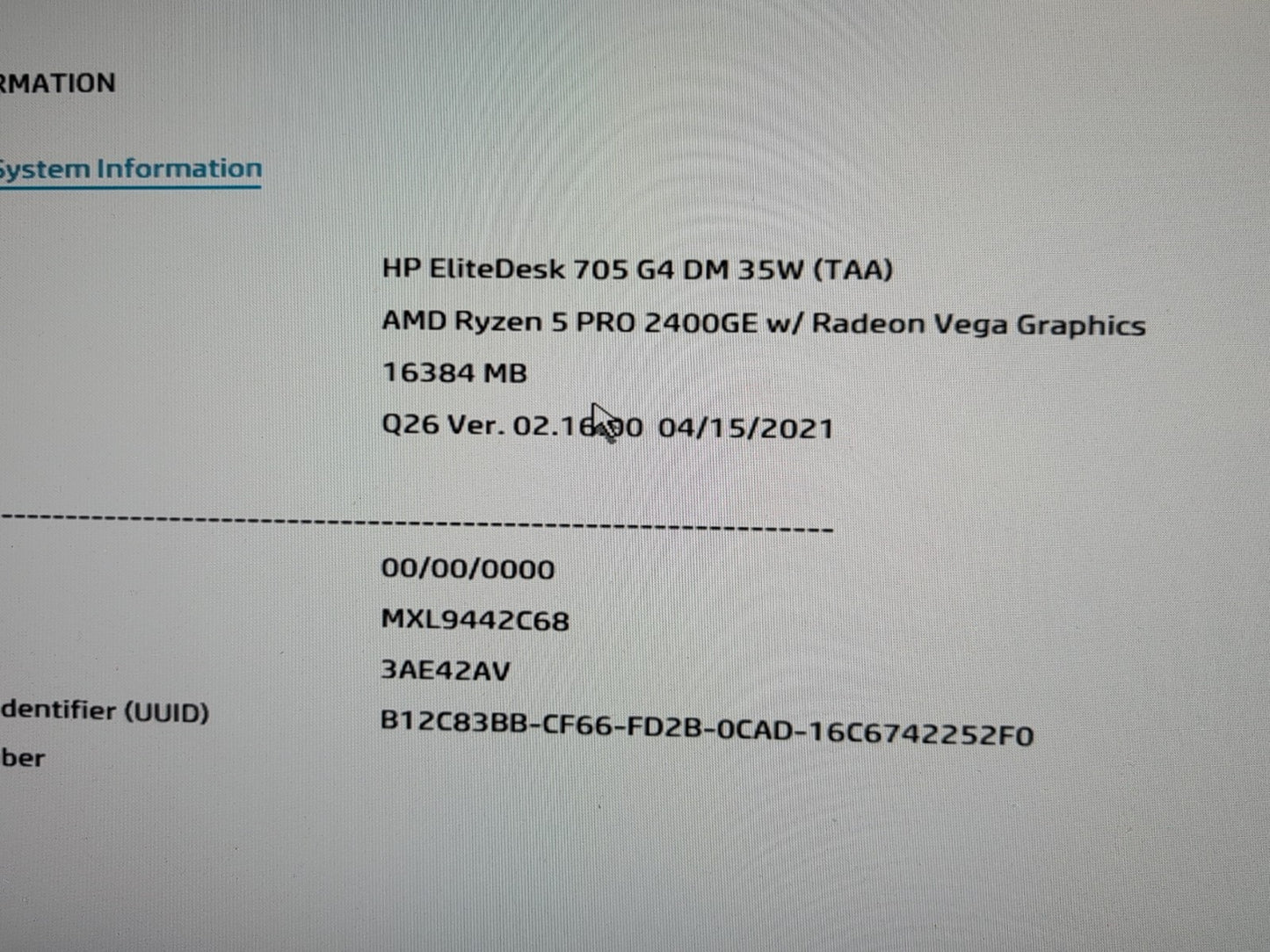 🔥HP EliteDesk 705 G4 Mini-PC  Ryzen 5 Pro 2400GE CPU W/AC (NO RAM, NO SSD) -