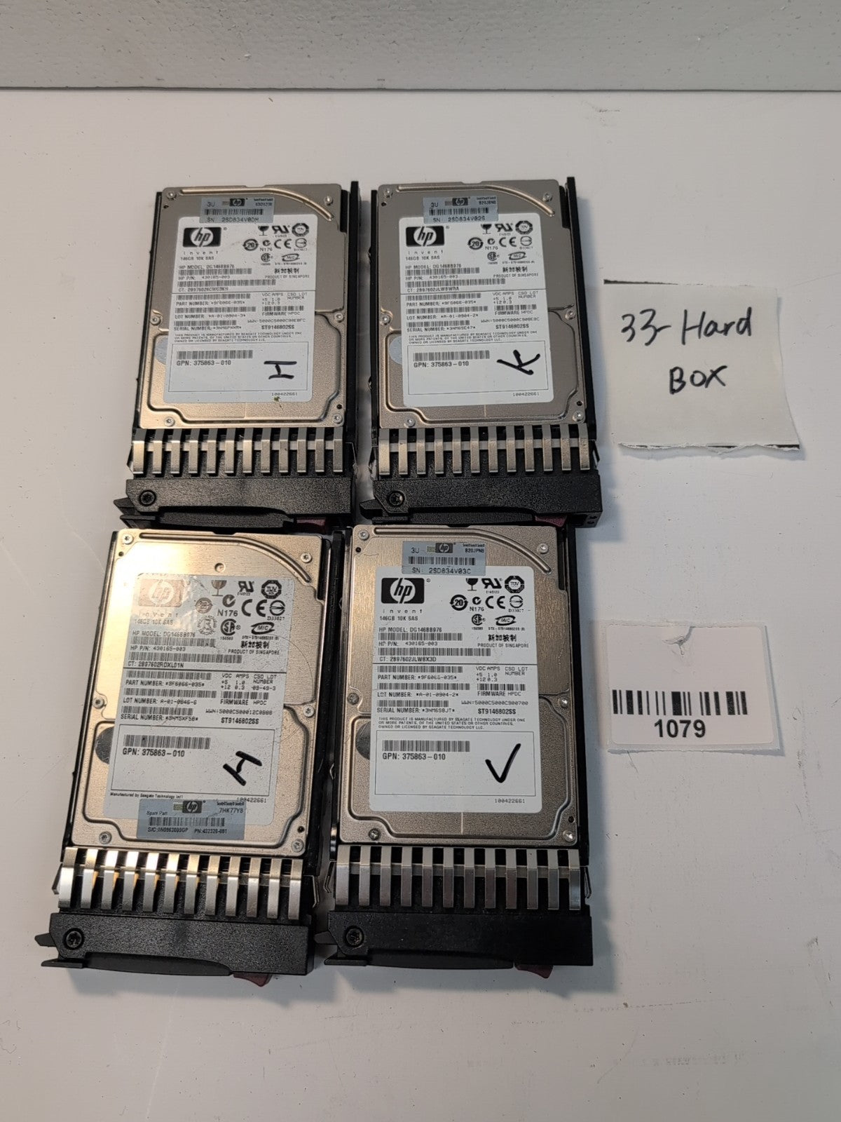4x HP 432320-001 430165-003  2.5" 146GB 10K RPM SAS Hard Drive With Caddy -