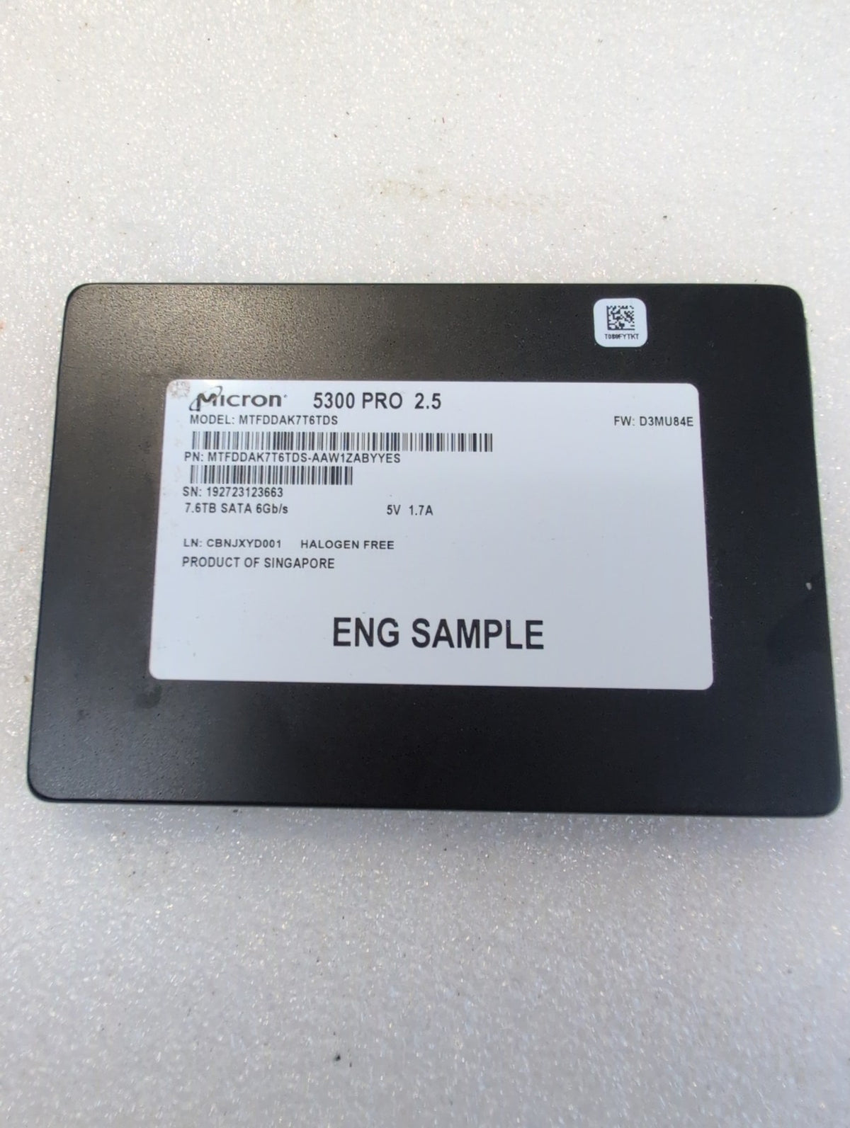 🎸 Micron 5300 PRO MTFDDAK7T6TDS 7.68TB SATA 2.5in Enterprise SSD 100% Health