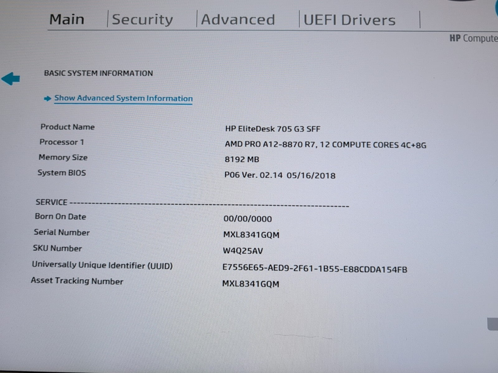 🔥 HP EliteDesk 705 G3 SFF Barebone PC  AMD PRO A12- 8870 R7/8GB DDR4 (NO SSD) -