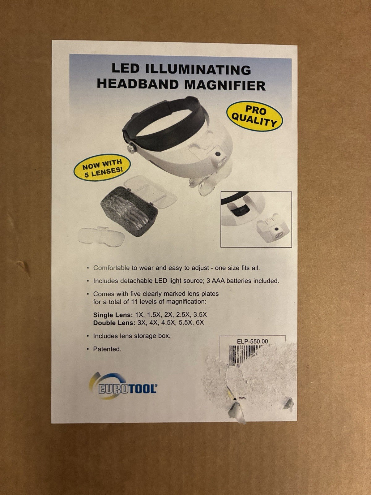 🔥 Eurotool LED Illuminating Headband Magnifier 5 Lens Set ELP-550.00