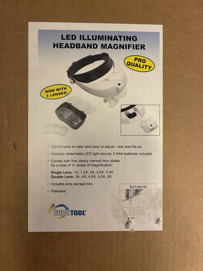 🔥 Eurotool LED Illuminating Headband Magnifier 5 Lens Set ELP-550.00
