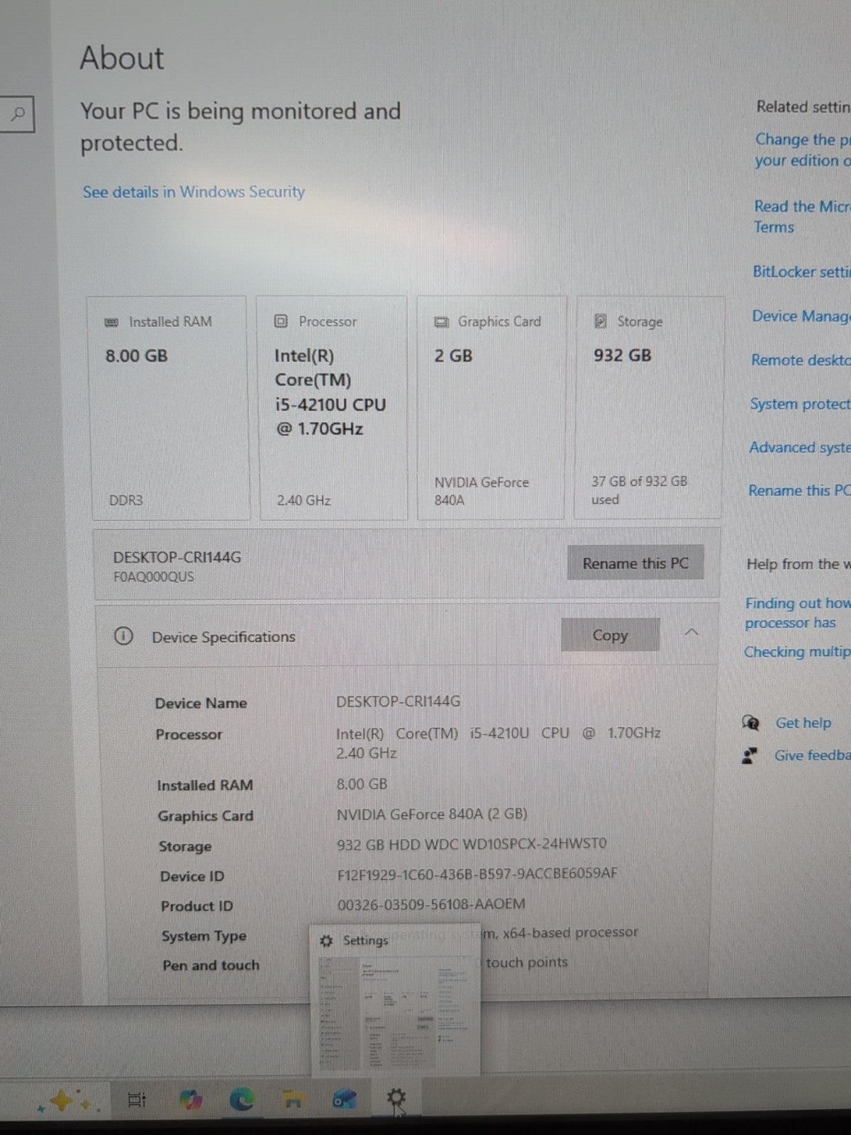 🔥Nice Lenovo Horizon 2 27" All in One Touch PC i5-4210U/8GB/ 1TB HDD/win10 -