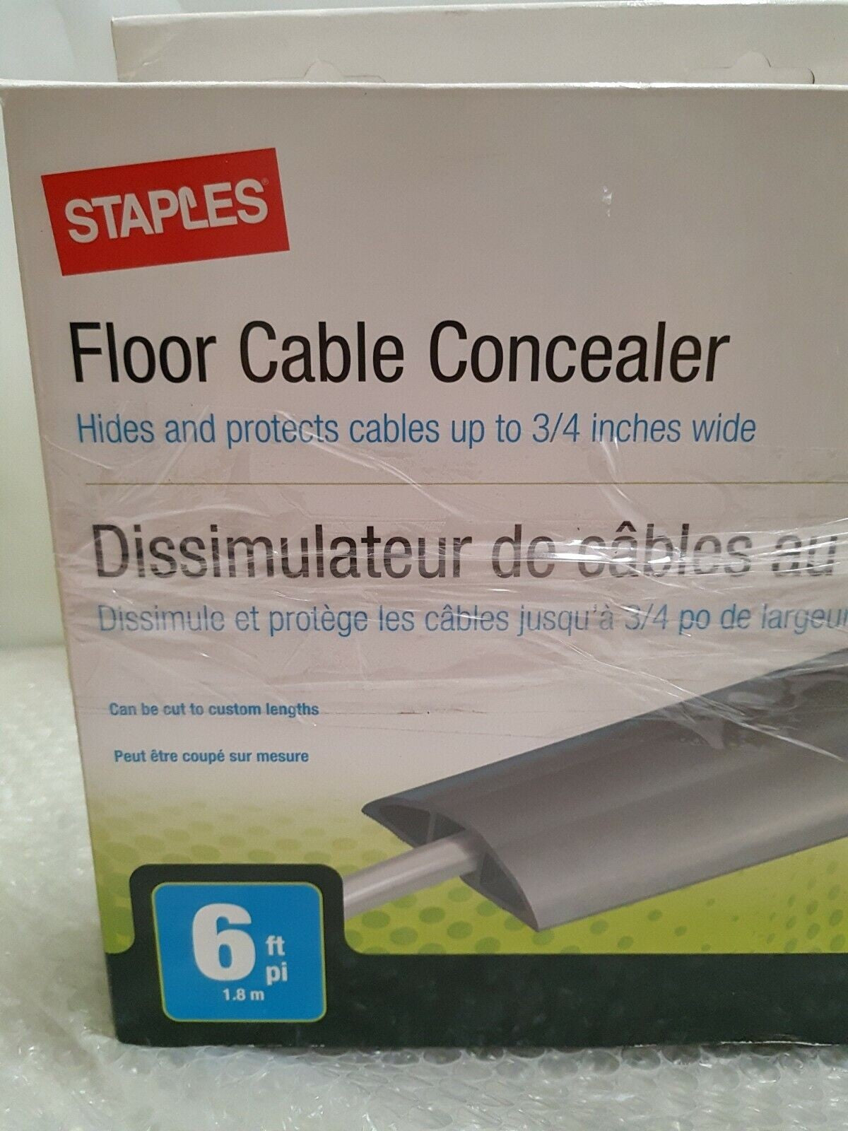 - NEW IN BOX 4x STAPLES 6' FLOOR CABLE CONCEALER  (HIDE & PROTECT CABLES)