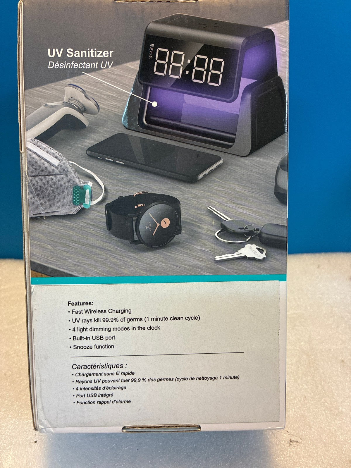 🔥 LBT Phone Wash UV Sanitizer Qi Wireless Charger Alarm Clock Black