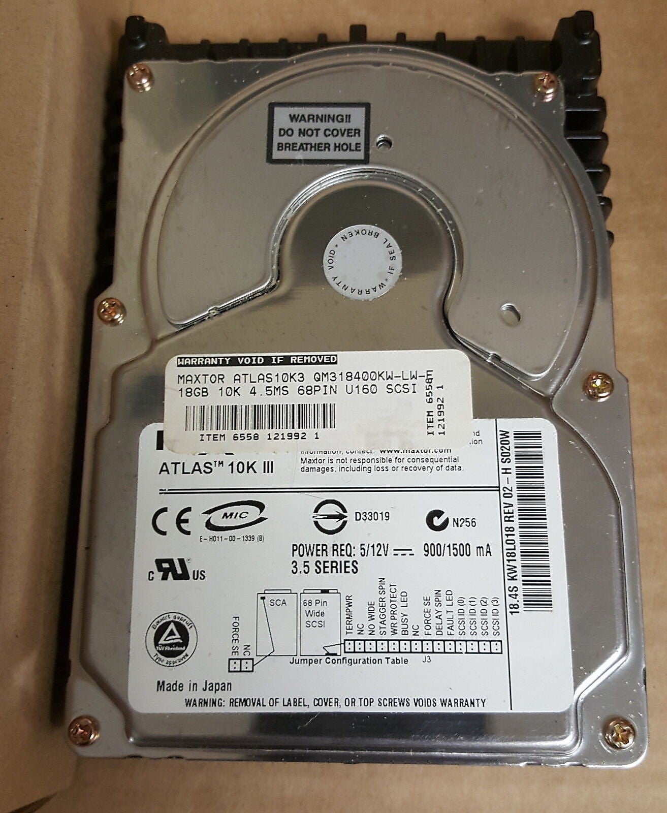 Maxtor Atlas 10K III 18GB 68PIN U160 SCSI 10000RPM 4.5MS Hard Drive @@@