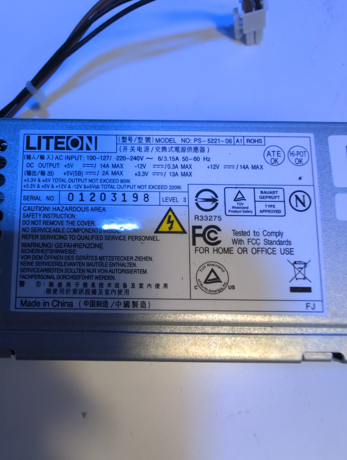 🎸 LiteOn PS-5221-06 A1 220W Switching Power Supply PSU
