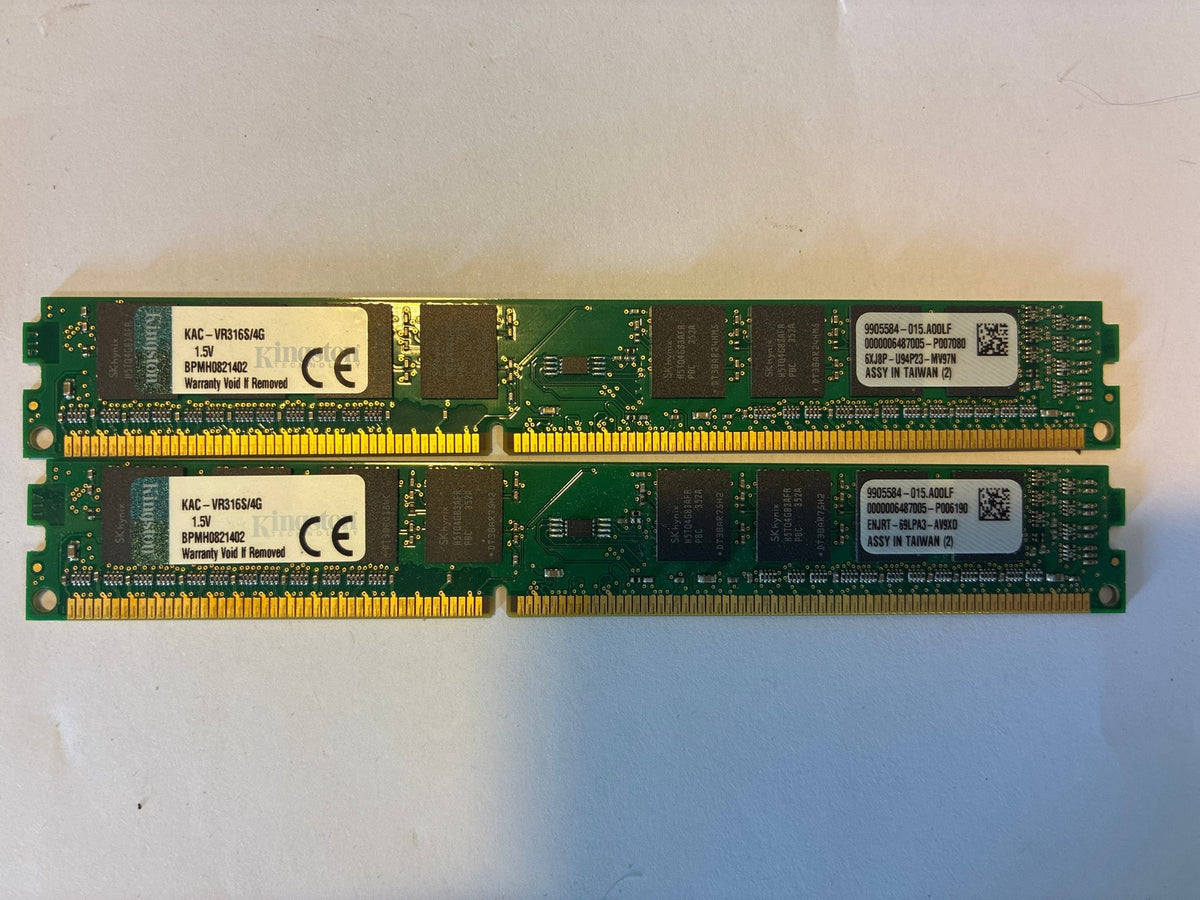 🔥 Kingston KAC-VR316S/4G 4GB DDR3 DIMM Desktop RAM Matched Pair 8GB Total