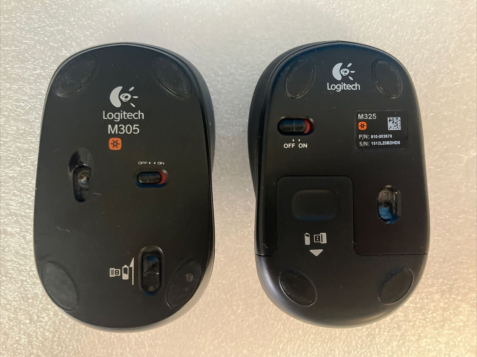 2x Logitech M310 / M325 Wireless Mouse With 2 USB Receivers *Tested/Working* ~