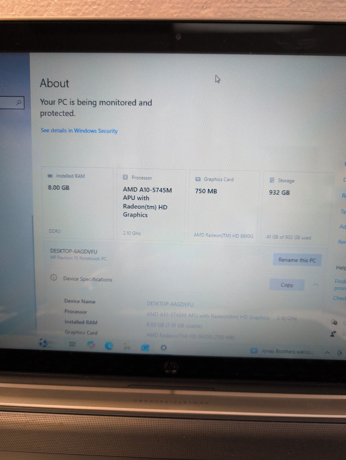 🎸 HP Pavilion 15 Laptop 15.6in Touch Screen AMD A10-5745M 8GB 1TB HDD Win10