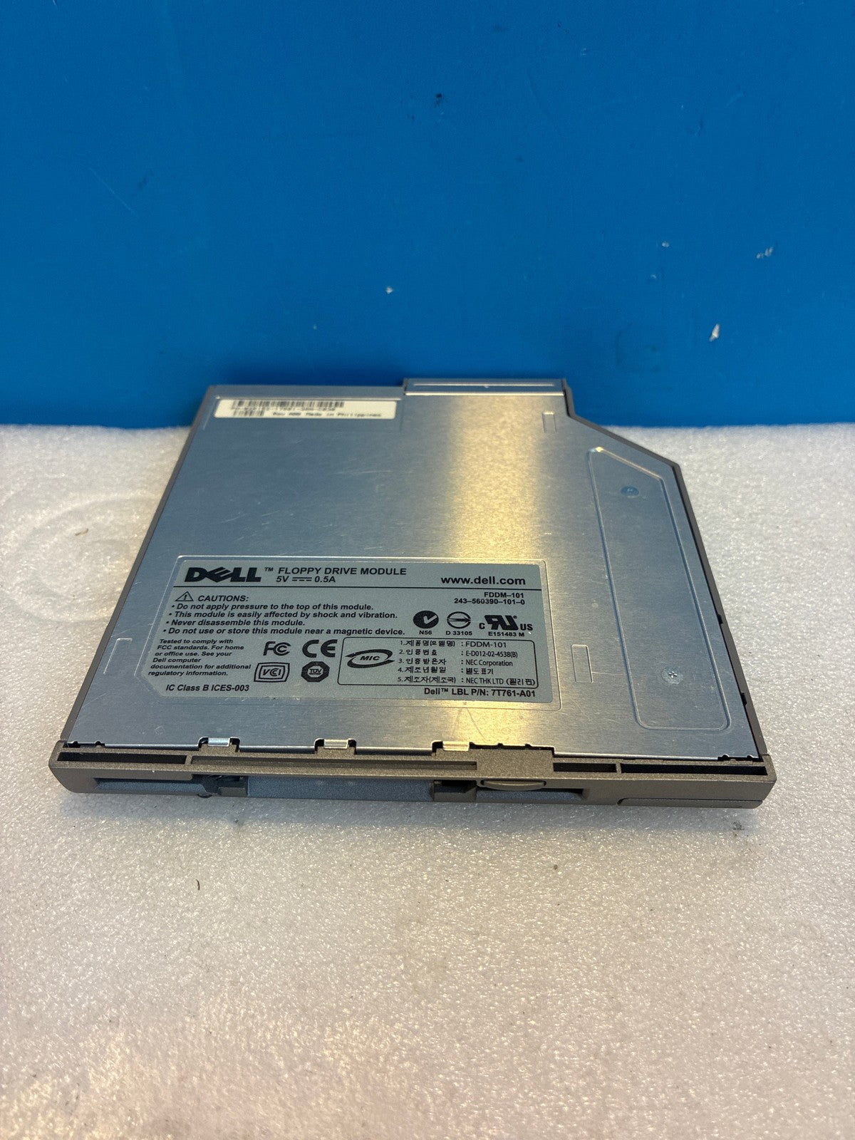 🔥 Dell FDDM-101 Floppy Drive Module 7T761-A01 Slim Laptop Bay NEC Silver