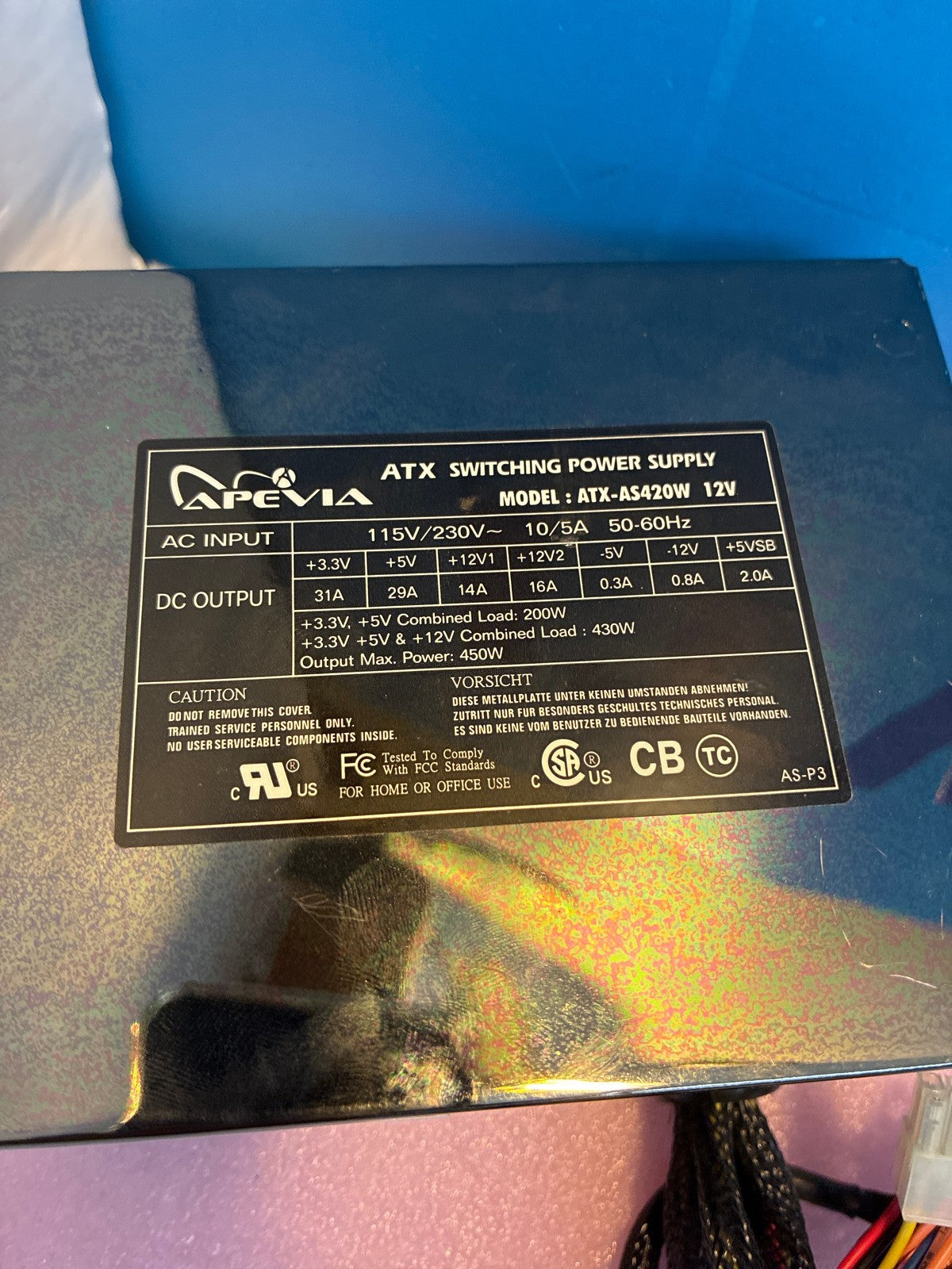 🔥 Apevia ATX-AS420W 420W ATX Switching Power Supply Black Sleeved