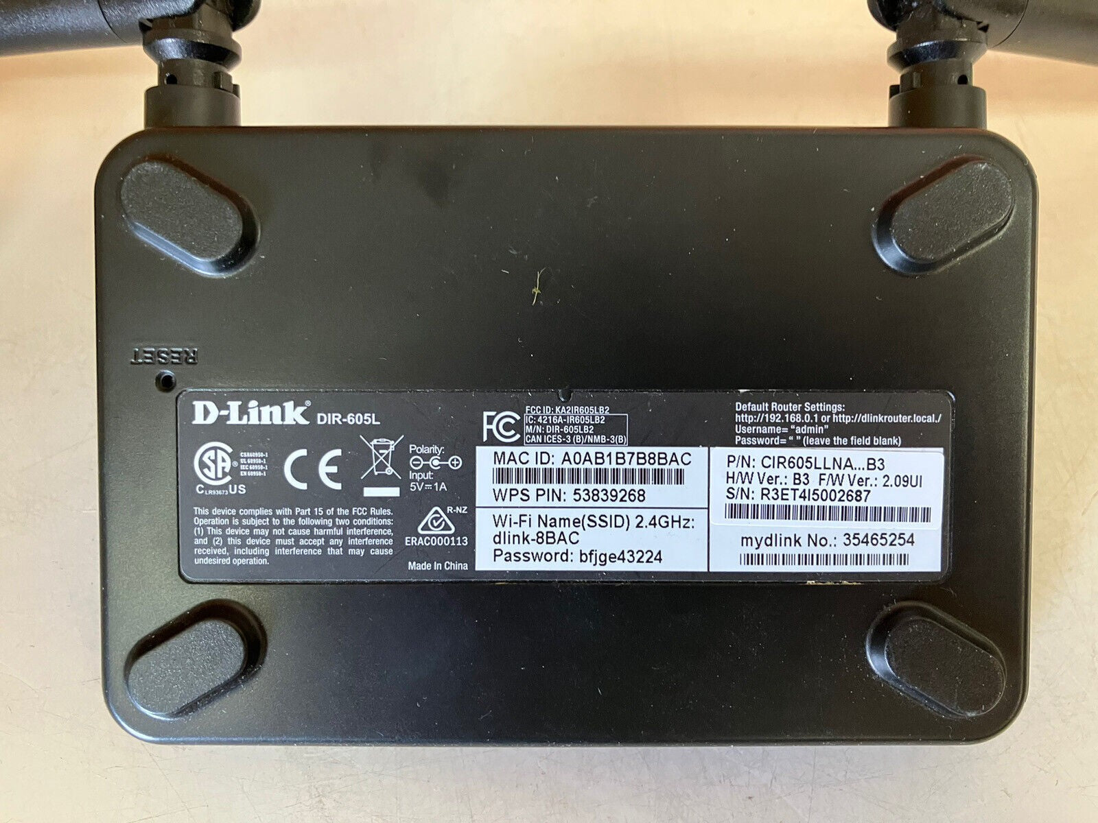 ~ D-LINK DIR-605L - Wireless N300 Home Cloud Router W/ AC Tested/Working