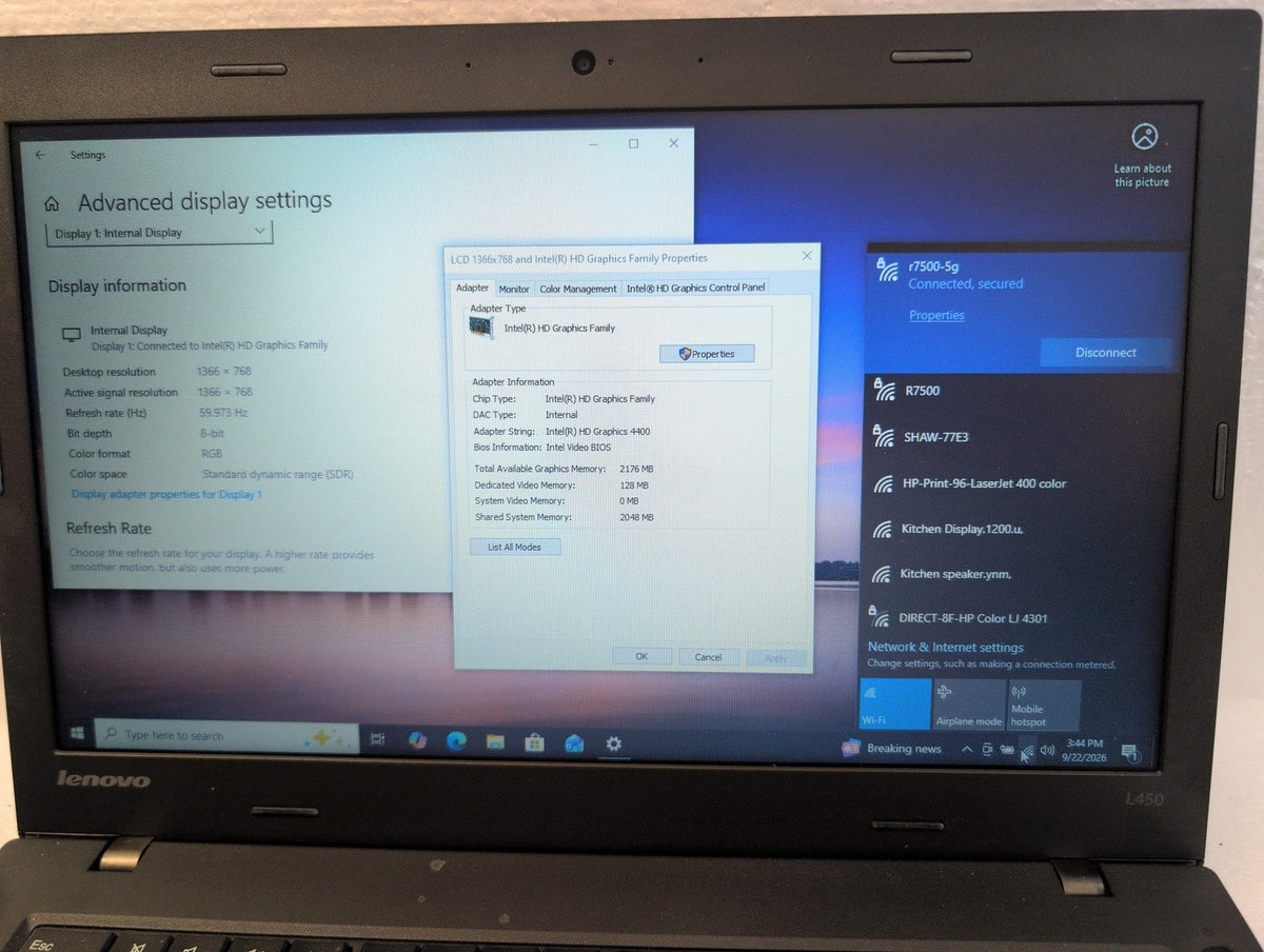 🎸 Lenovo ThinkPad L450 20DT001DUS 14" Laptop i5-4300U 8GB RAM 128GB SSD Win10