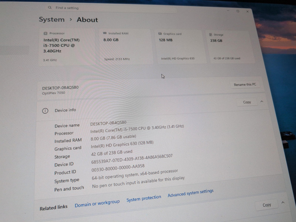 🎸 Dell OptiPlex 7050 SFF Desktop i5-7500 3.4GHz 8GB RAM 256GB SSD Win11
