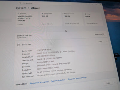 🎸 Dell OptiPlex 7050 SFF Desktop i5-7500 3.4GHz 8GB RAM 256GB SSD Win11