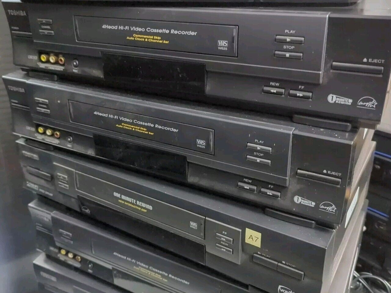 4x Toshiba W-625C VCR 4 Head  HiFi VHS Player Tested (No Remote) -