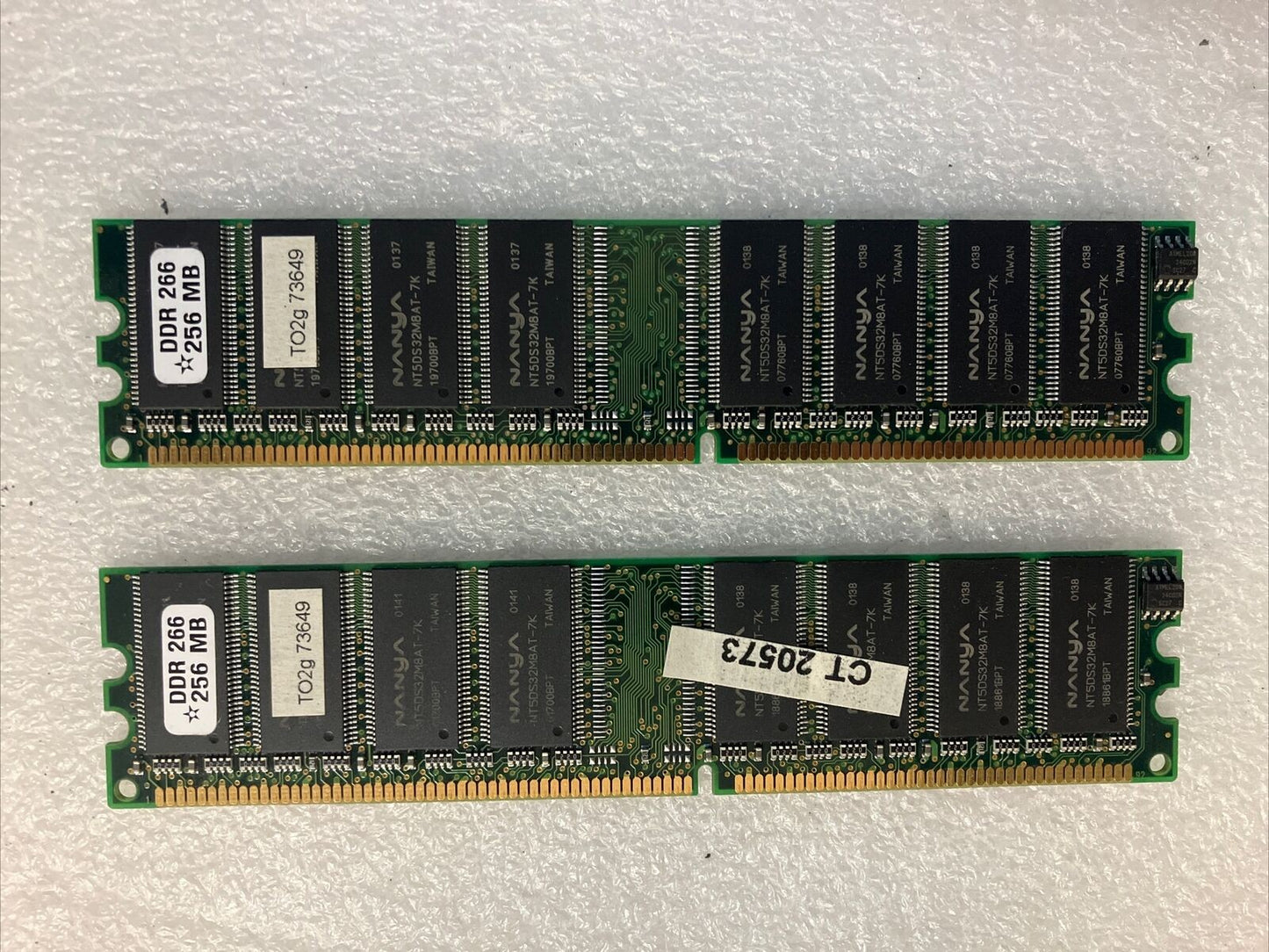(2x 256MB) Nanya PC-2100U DDR-266MHz DIMM Desktop Memory RAM