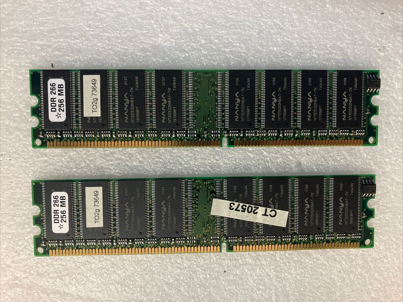 (2x 256MB) Nanya PC-2100U DDR-266MHz DIMM Desktop Memory RAM