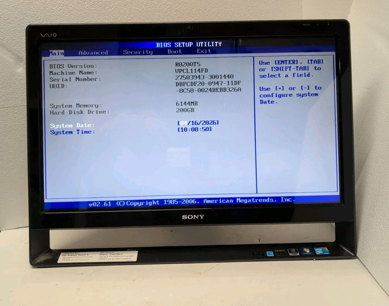 🔥Sony VAIO PCV-A1111L 24" All In One PC Intel C2D CPU/ 200GB HDD/6GB Ram/NO OS-