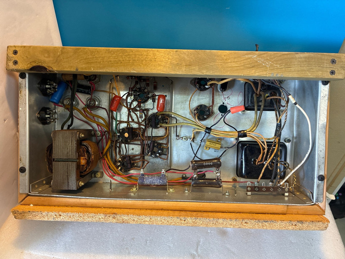 🔥 Vintage Vacuum Tube Amplifier Chassis 6L6-G 5U4-G Wood Frame As-Is Parts