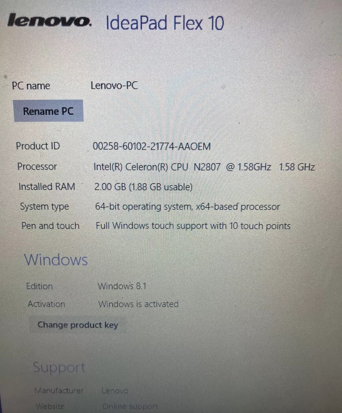 Lenovo IdeaPad Flex 10 Touchscreen Laptop Celeron N CPU, 2GB RAM (Bad Battery) ~
