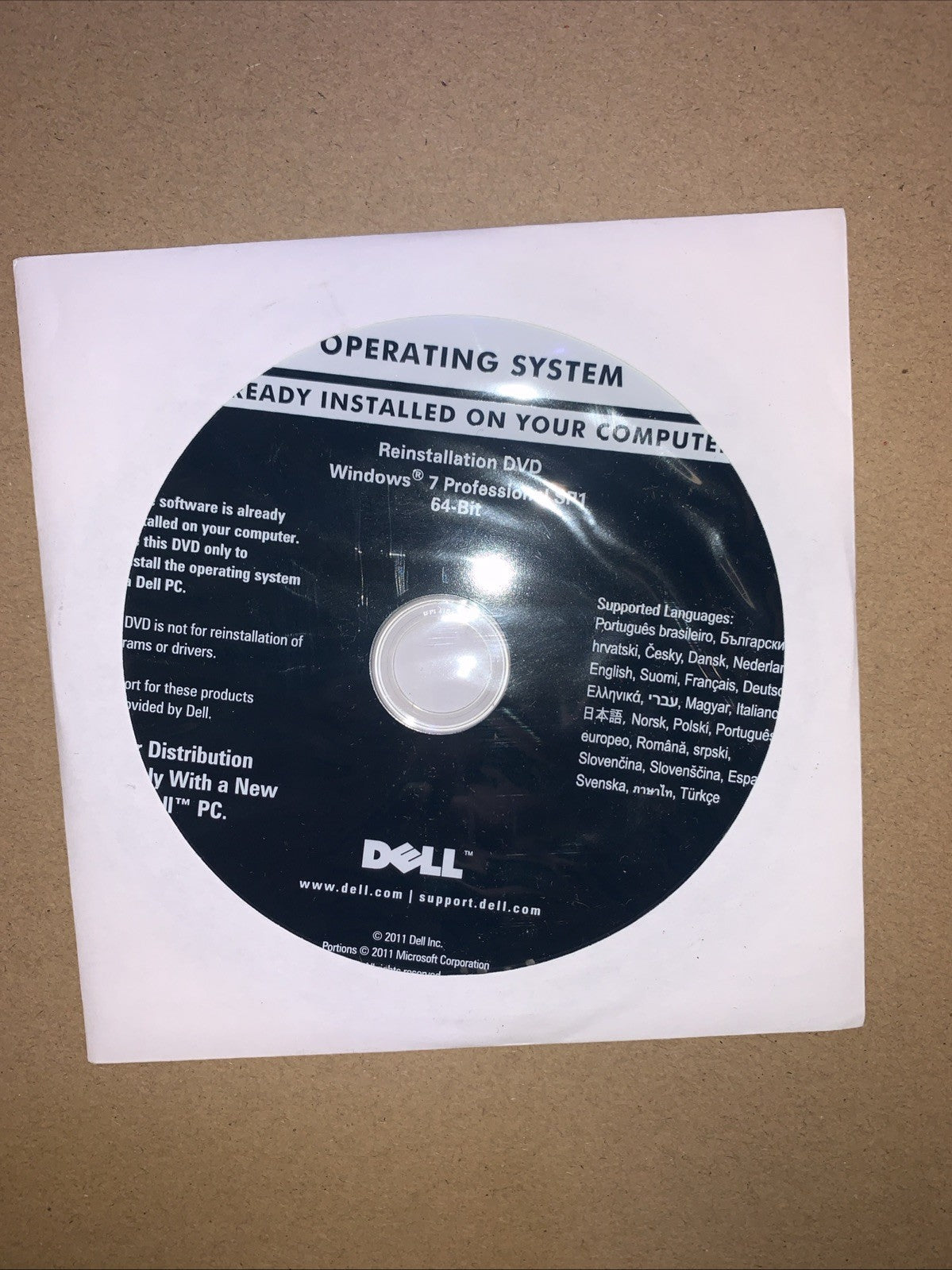 🔥 New ~ DELL Windows 7 Professional 64 Bit SP1 Reinstallation DVD Disk