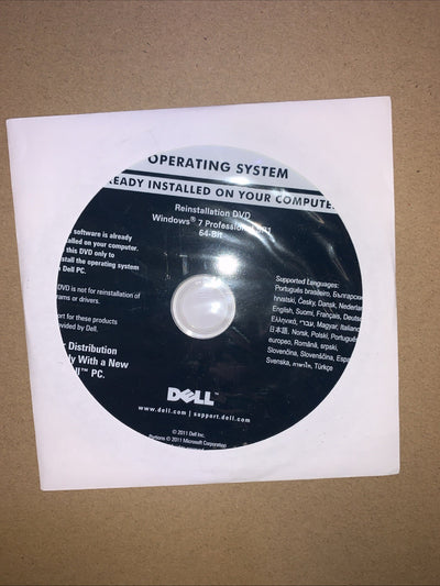 🔥 New ~ DELL Windows 7 Professional 64 Bit SP1 Reinstallation DVD Disk