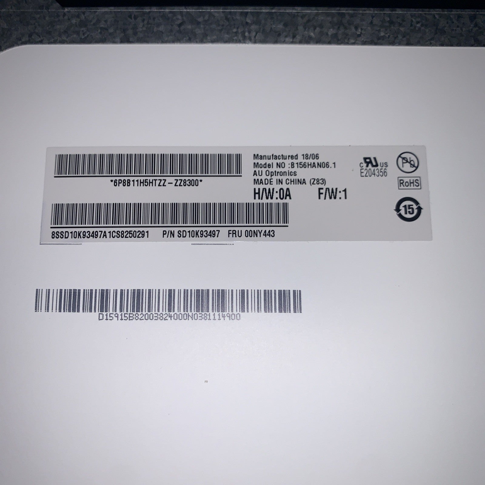 Lenovo FRU 00NY443 LCD Screen Matte FHD 1920x1080 Display 15.6"