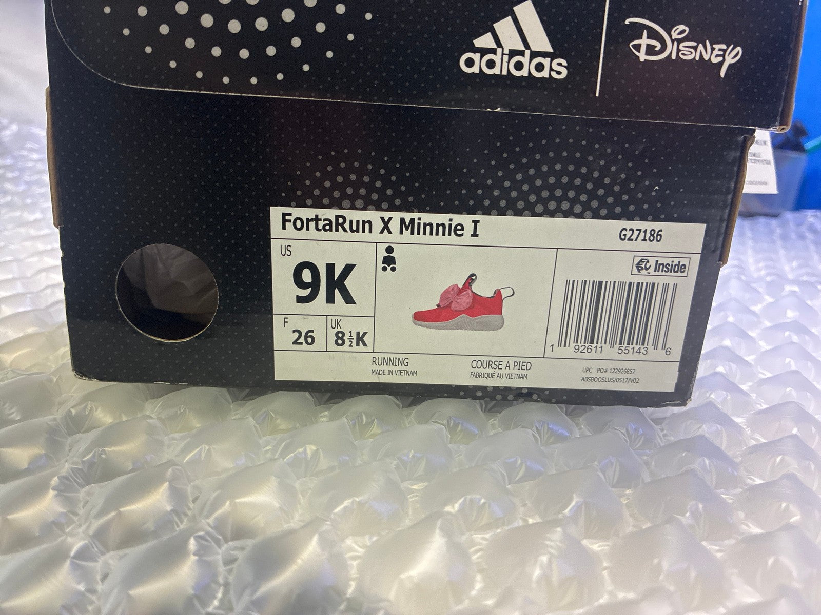 🔥 Adidas FortaRun X Minnie I Toddler Sneaker Pink US 9K G27186