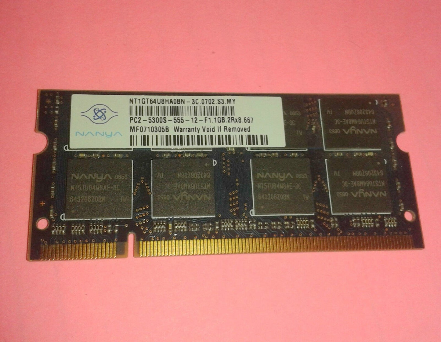  NANYA NT1GT64U8HA0BN-3C Laptop RAM 1GB 2Rx8 PC2-5300S-555 Ram
