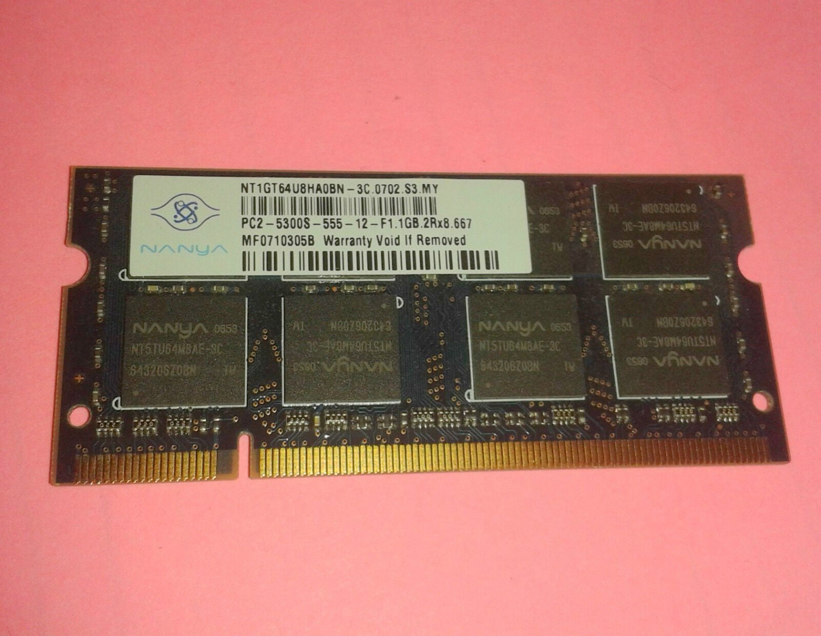  NANYA NT1GT64U8HA0BN-3C Laptop RAM 1GB 2Rx8 PC2-5300S-555 Ram