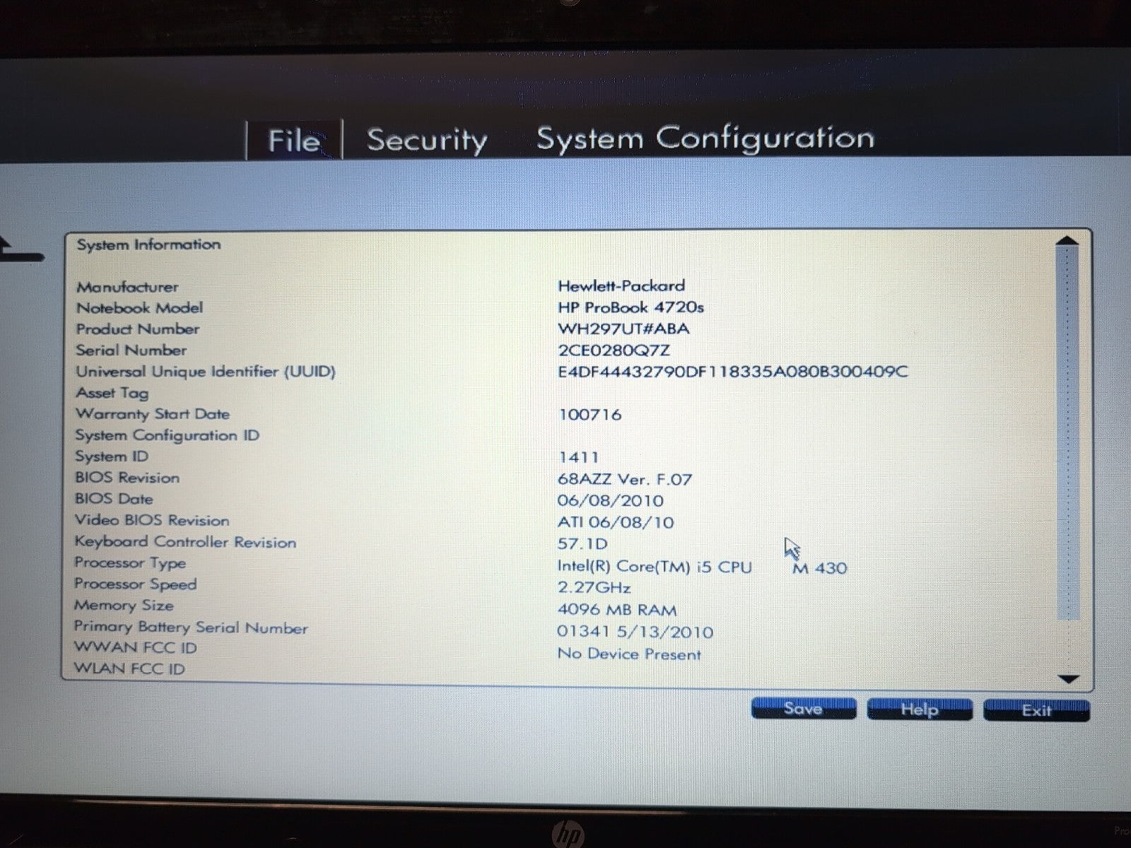 🔥 (AS IS, READ) HP PROBOOK 4720S 17.3" Laptop Intel i5-M430/4GB Ram/NO HDD -