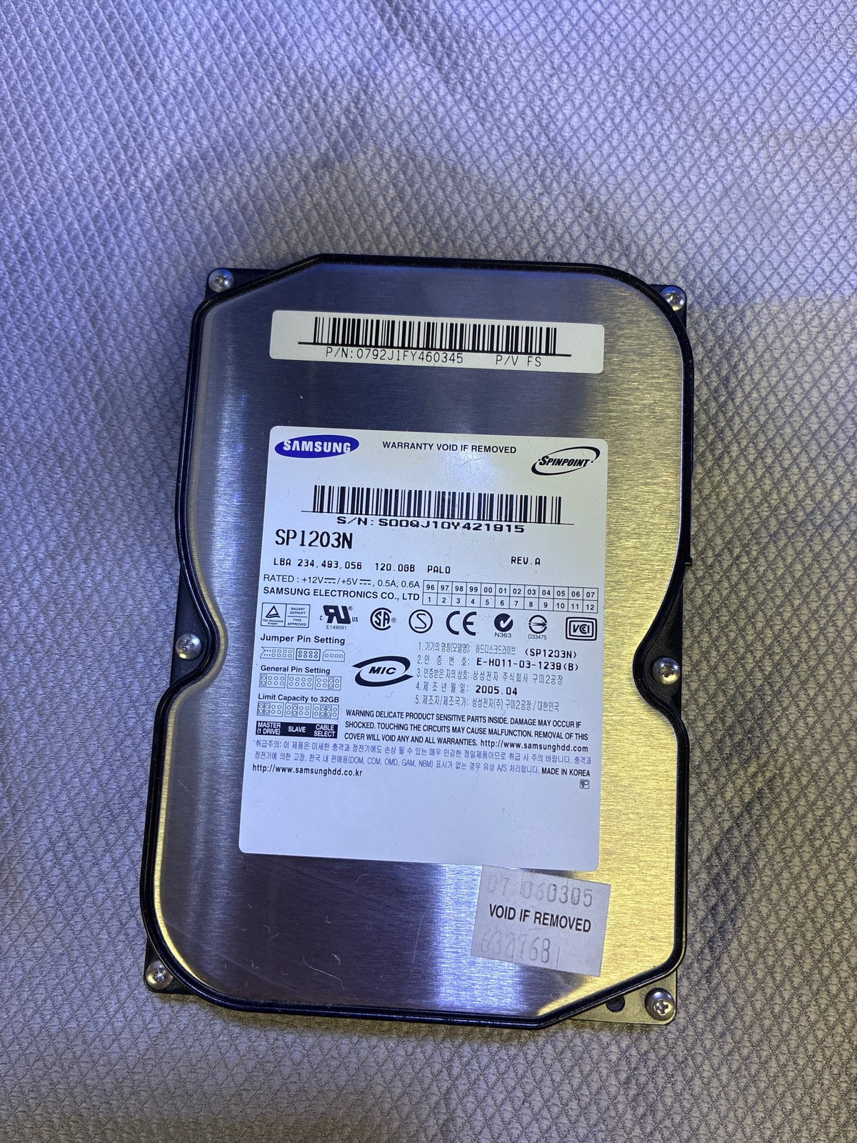 🔥 Samsung SpinPoint SP1203N 120GB 3.5 in IDE PATA Internal Desktop Hard Drive