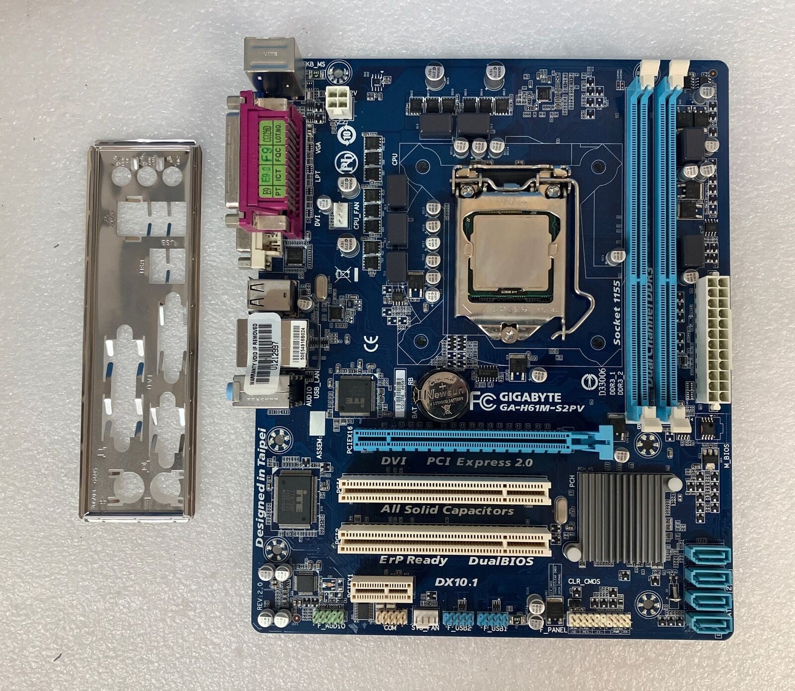 Gigabyte GA-H61M-S2PV LGA1155 DDR3 Motherboard W/  IO Plate (NO CPU)~