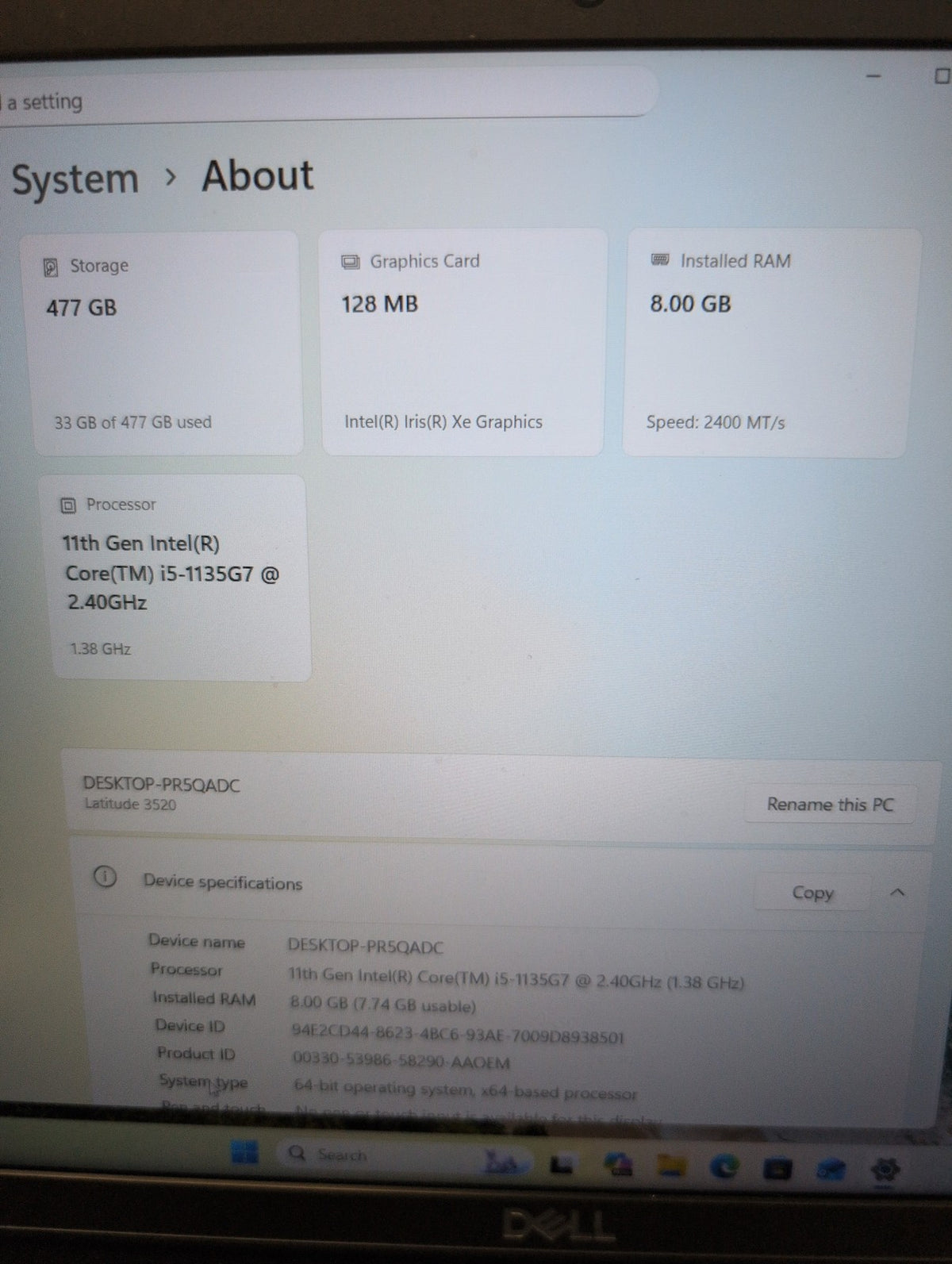 🎸 Dell Latitude 3520 15.6in Core i5-1135G7 8GB RAM 512GB SSD Win11 Pro Laptop
