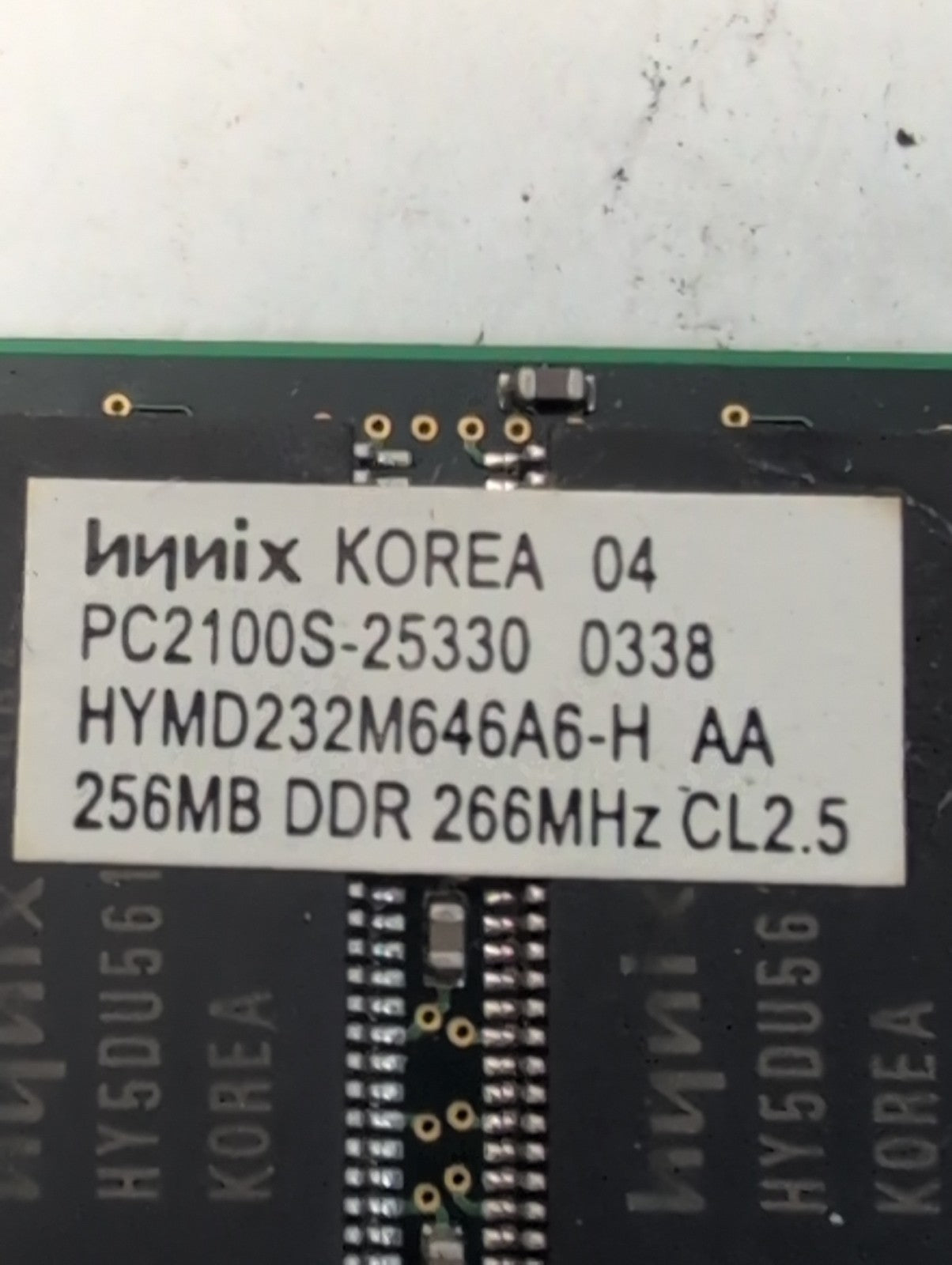 🔥2x 256MB Hynix Laptop Memory SODIMM DDR 266Mhz HYMD232M646A6-H PC2100S -