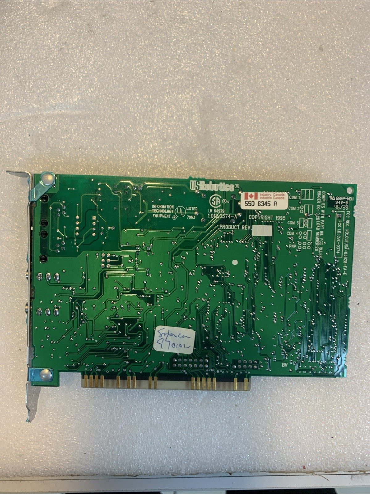 🔥 US Robotics ISA Voice Modem Card RJ11 IVR PBX TELCO Vintage 1995