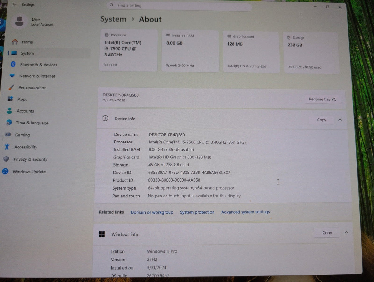 🎸 Dell OptiPlex 7050 SFF Desktop Intel i5-7500 3.4GHz 8GB 256GB SSD Win11 Pro