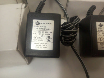 - LOT OF 8 CUI STACK  35-9-300C Class 2 Transformer AC Adaptor 300mA