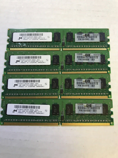 4x  1GB Micron DDR2-800  PC2-6400E ECC MT9HTF12872AY-800G1 Memory (for servers)