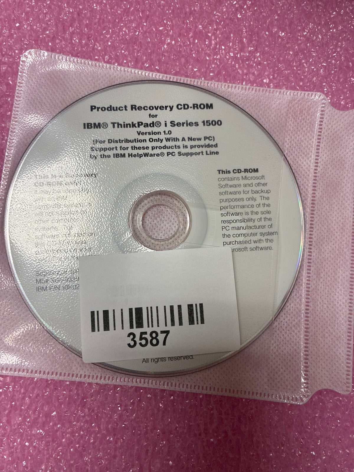 🔥 IBM ThinkPad i Series 1500 10K0211 Windows 98 Product Recovery & Software CD