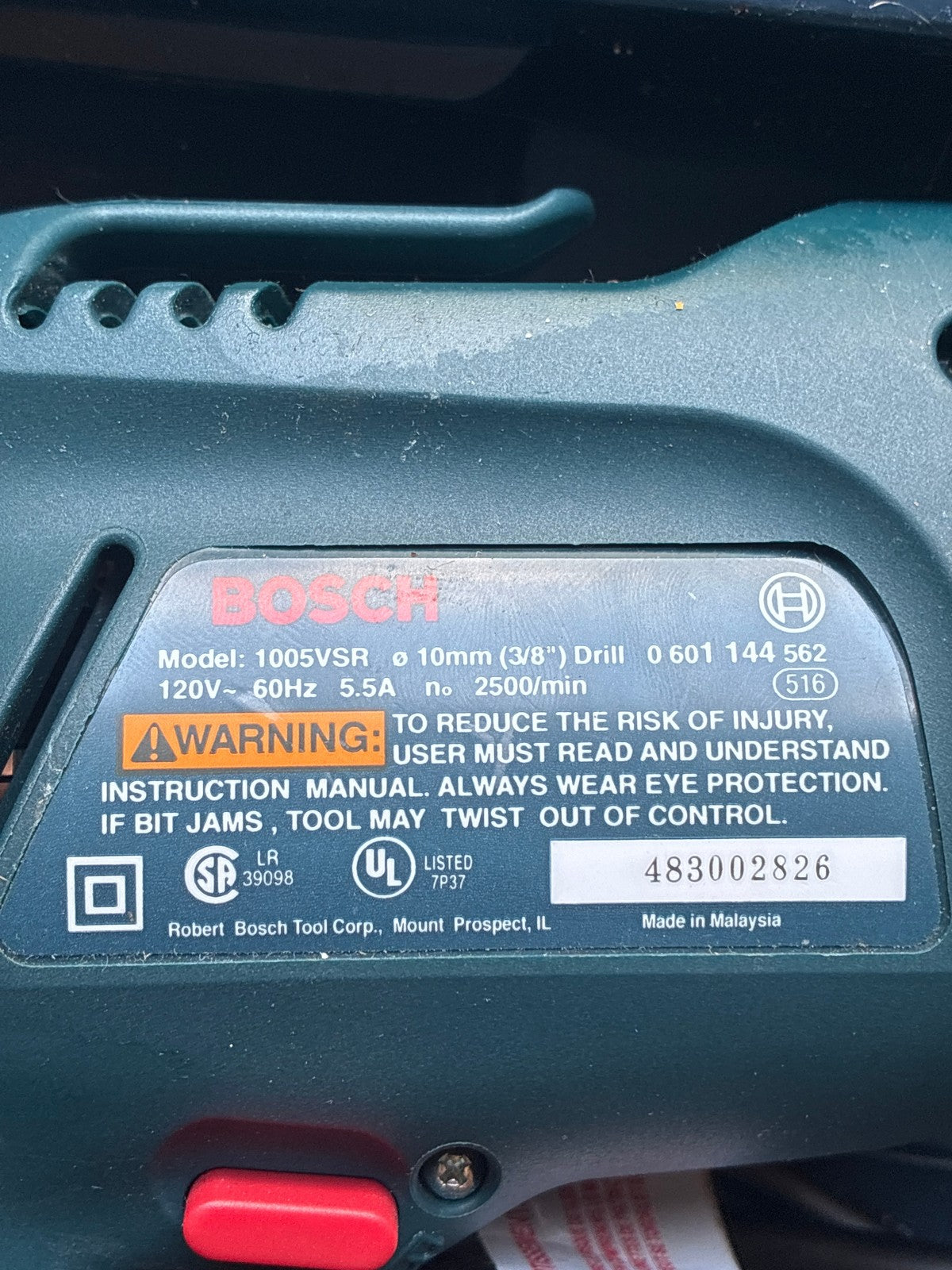 🔥 Bosch 1005VSR 3/8" Corded Drill 5.5 Amp with Case and Bits