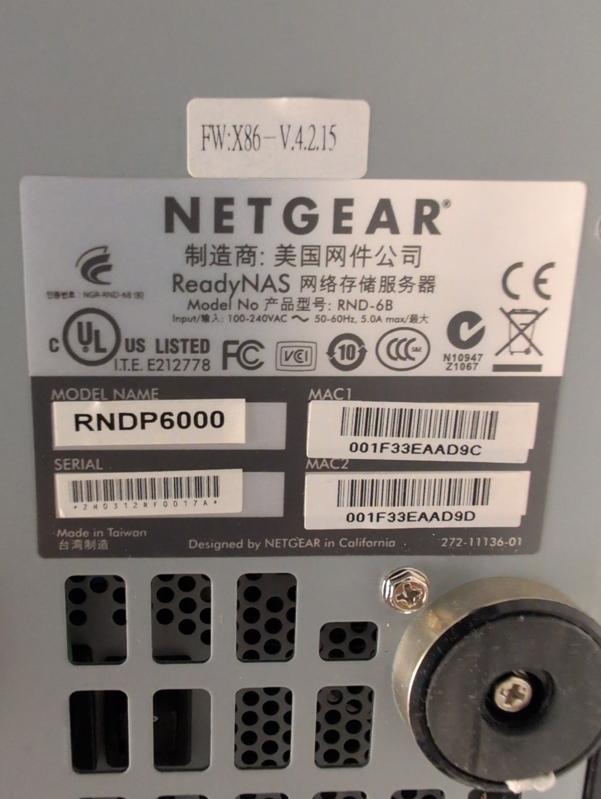 🎸 NETGEAR ReadyNAS RNDP6000 RND-6B 6-Bay Network Storage Server No Drives