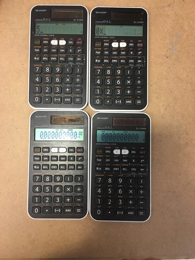 ~ 4X Sharp EL-510RN  D.A.L. Solar-powered Scientific Calculator (NO COVER)