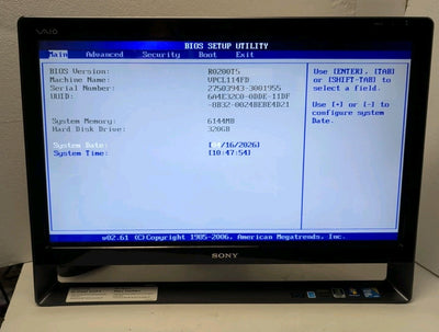 🔥Sony VAIO PCV-A1111L 24" All In One PC Intel C2D CPU/ 320GB HDD/6GB Ram/NO OS-