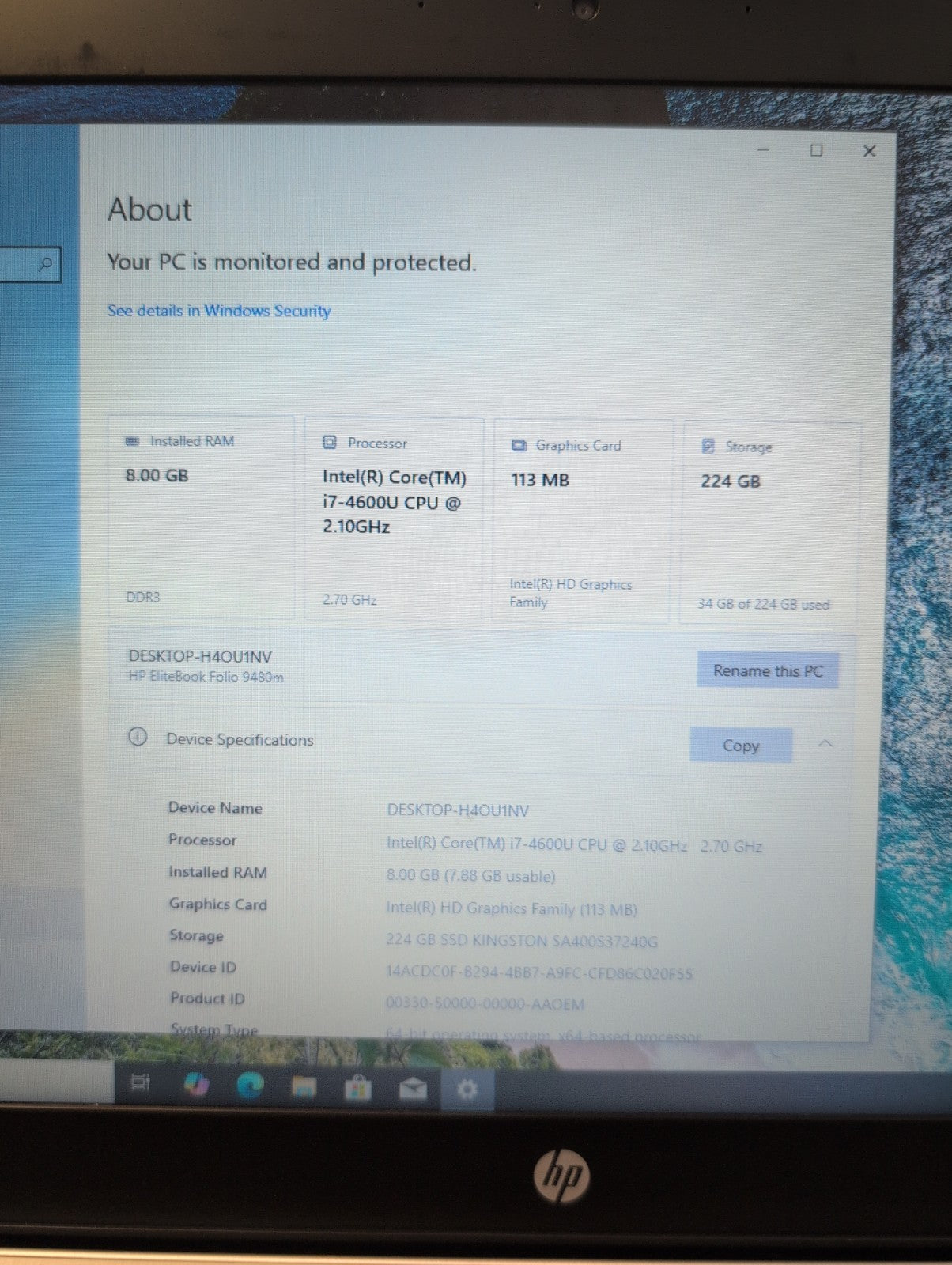 🔥HP EliteBook Folio 9480M 14" Laptop i7-4600U/8GB Ram/240GB SSD/ Win11 -