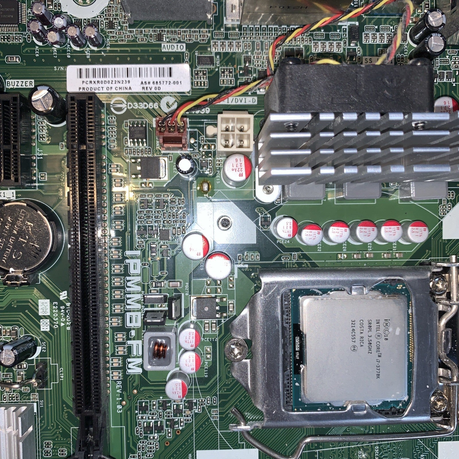 HP IPMMB-FM M-ATX 696400-002 LGA1155 Motherboard Intel H61 DDR3 w/ i7-3770K CPU