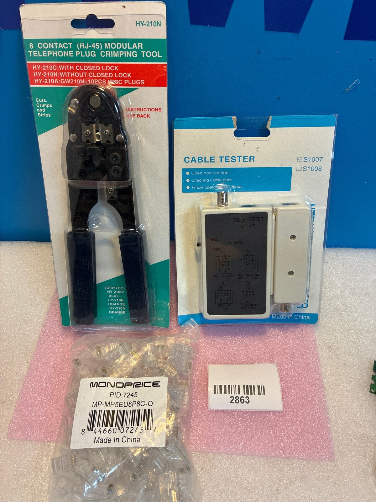 🔥 Monoprice RJ-45 Network Kit: HY-210N Crimping Tool, ST-45 Tester, MP-MP5EU8P8