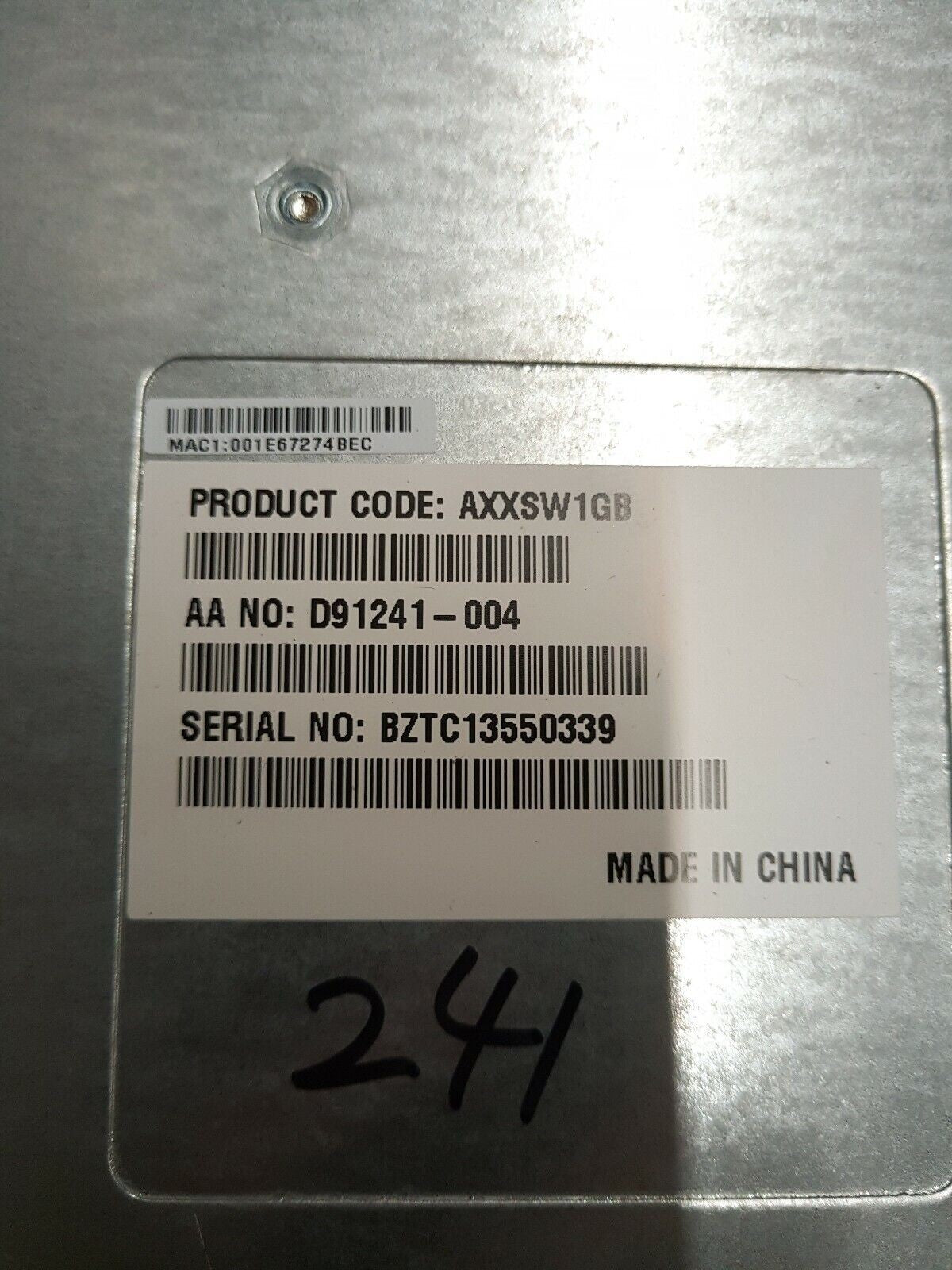 - 1x Intel Blade Server 10-Port GIGABIT Switch  AXXSW1GB D91241-004